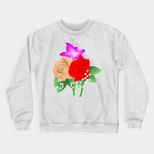 Red and Peach Rose Design Crewneck Sweatshirt